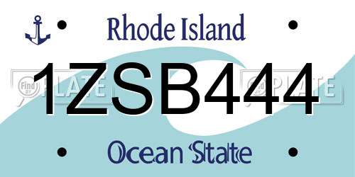 1ZSB444 Rhode Island License Plate