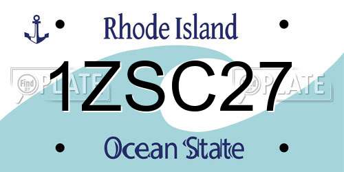 1ZSC27 Rhode Island License Plate