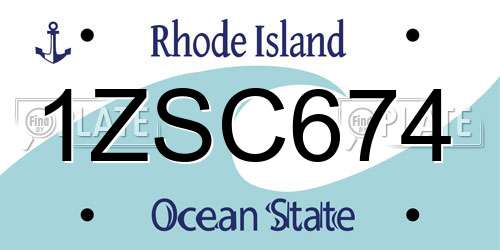 1ZSC674 Rhode Island License Plate