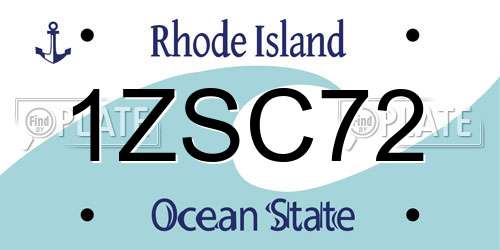 1ZSC72 Rhode Island License Plate