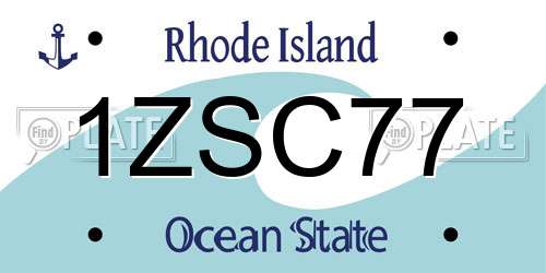 1ZSC77 Rhode Island License Plate