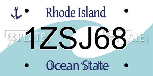 1ZSJ68 Rhode Island License Plate