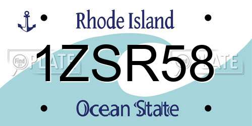 1ZSR58 Rhode Island License Plate