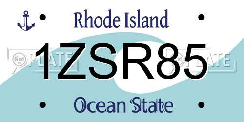 1ZSR85 Rhode Island License Plate