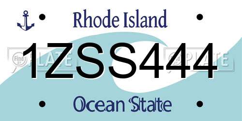 1ZSS444 Rhode Island License Plate