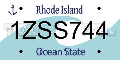 1ZSS744 Rhode Island License Plate