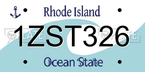1ZST326 Rhode Island License Plate