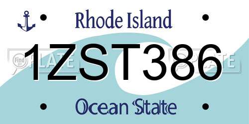 1ZST386 Rhode Island License Plate
