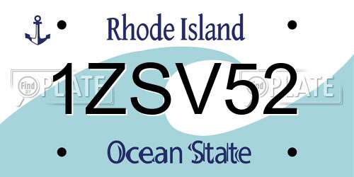 1ZSV52 Rhode Island License Plate