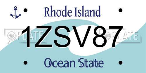 1ZSV87 Rhode Island License Plate