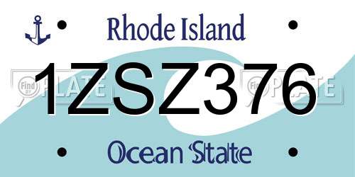 1ZSZ376 Rhode Island License Plate