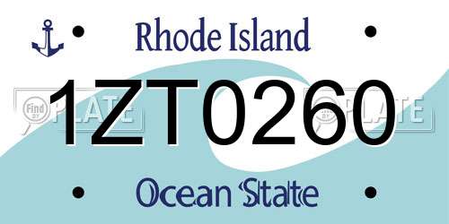 1ZT0260 Rhode Island License Plate
