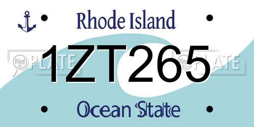 1ZT265 Rhode Island License Plate