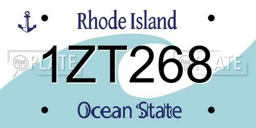 1ZT268 Rhode Island License Plate