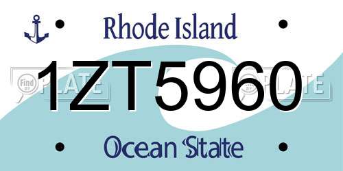 1ZT5960 Rhode Island License Plate