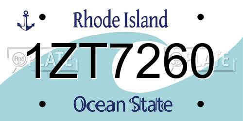 1ZT7260 Rhode Island License Plate