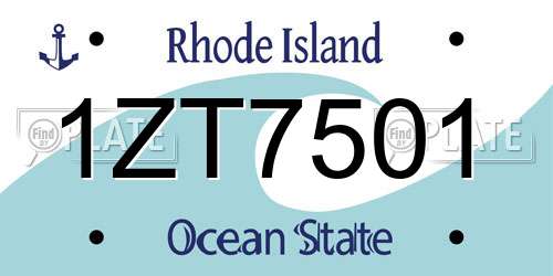 1ZT7501 Rhode Island License Plate