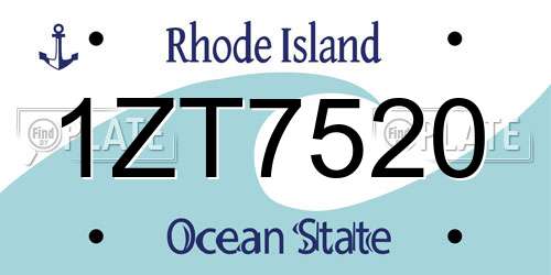 1ZT7520 Rhode Island License Plate