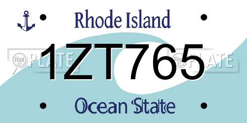 1ZT765 Rhode Island License Plate