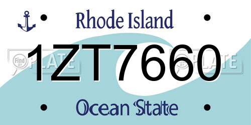 1ZT7660 Rhode Island License Plate