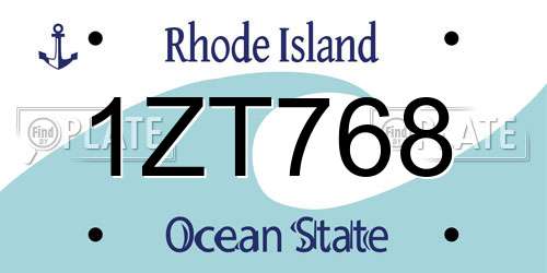 1ZT768 Rhode Island License Plate