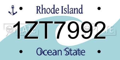 1ZT7992 Rhode Island License Plate