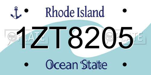 1ZT8205 Rhode Island License Plate