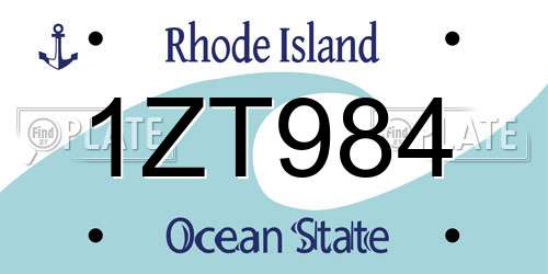 1ZT984 Rhode Island License Plate