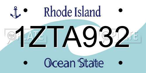 1ZTA932 Rhode Island License Plate