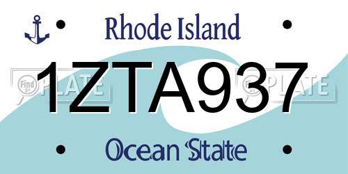 1ZTA937 Rhode Island License Plate