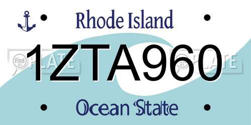 1ZTA960 Rhode Island License Plate