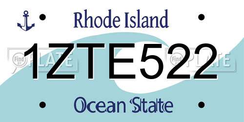 1ZTE522 Rhode Island License Plate