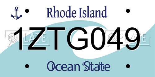 1ZTG049 Rhode Island License Plate