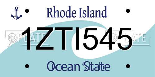 1ZTI545 Rhode Island License Plate