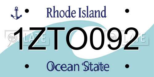 1ZTO092 Rhode Island License Plate