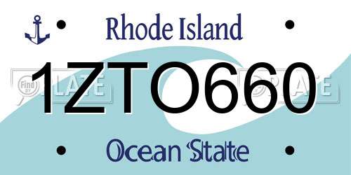 1ZTO660 Rhode Island License Plate