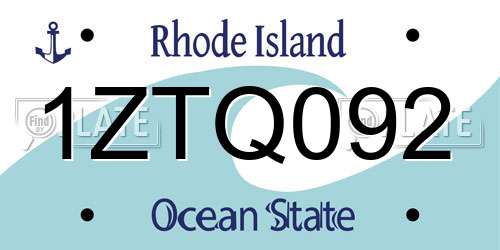 1ZTQ092 Rhode Island License Plate