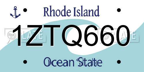 1ZTQ660 Rhode Island License Plate