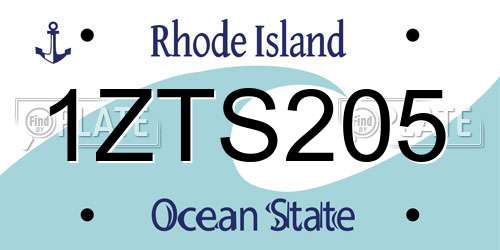 1ZTS205 Rhode Island License Plate