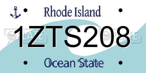 1ZTS208 Rhode Island License Plate