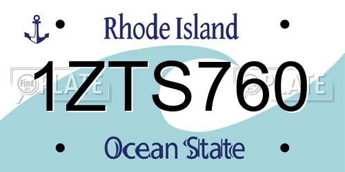 1ZTS760 Rhode Island License Plate