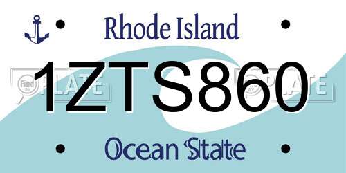 1ZTS860 Rhode Island License Plate
