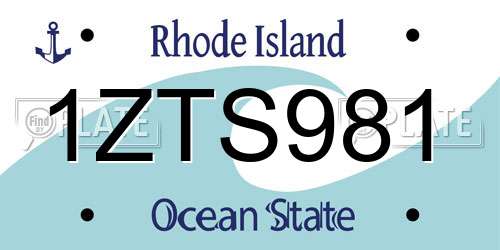 1ZTS981 Rhode Island License Plate