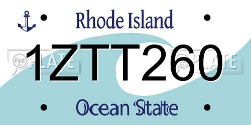 1ZTT260 Rhode Island License Plate