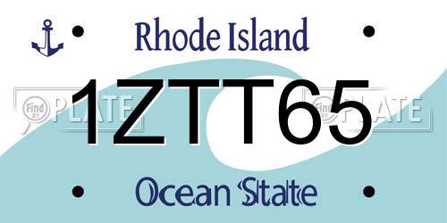 1ZTT65 Rhode Island License Plate