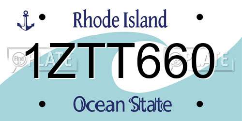 1ZTT660 Rhode Island License Plate