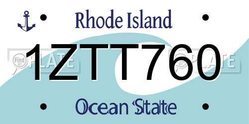 1ZTT760 Rhode Island License Plate