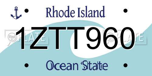 1ZTT960 Rhode Island License Plate