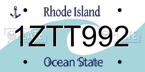 1ZTT992 Rhode Island License Plate