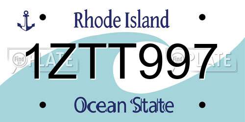 1ZTT997 Rhode Island License Plate
